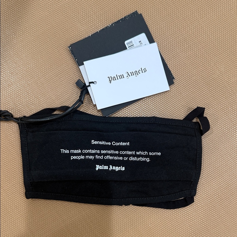 Palm Angels Black Text Face Mask